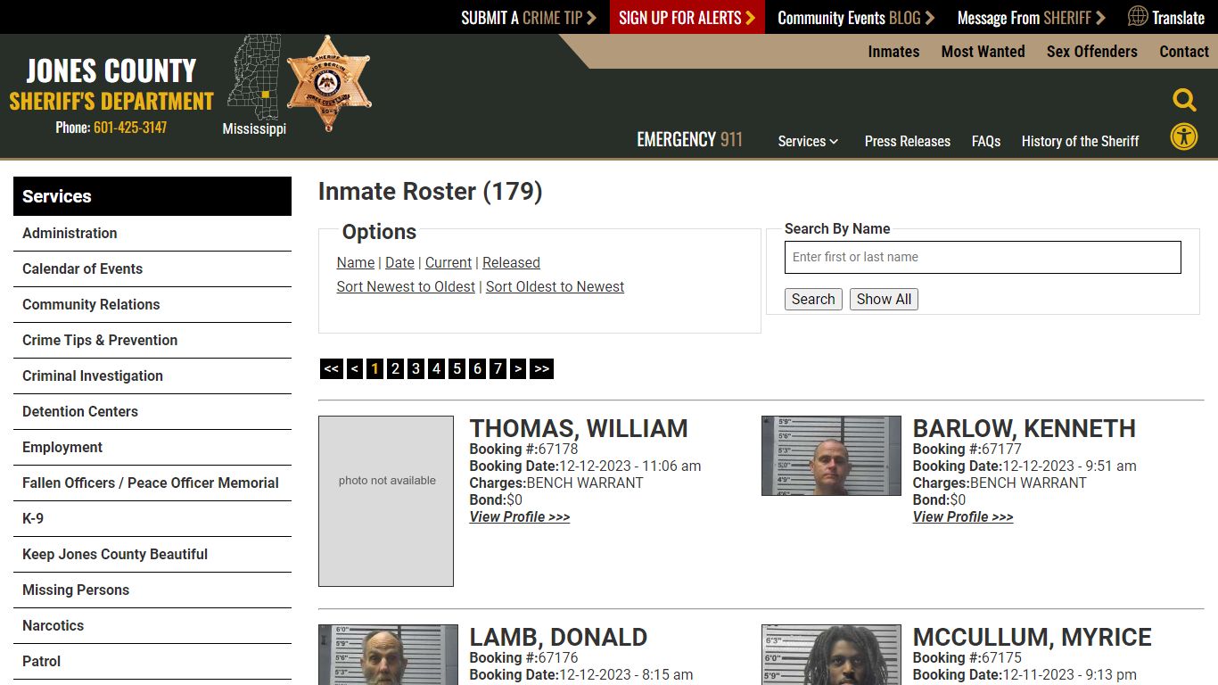 Inmate Roster - Current Inmates Booking Date Descending - Jones County ...